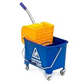 Wisch-Star Reinigungswagen mit Presse, 40x27x35cm mit 19 Liter Putzeimer mit Auswringer, Profi...