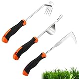 Newofview 3 Stück Unkrautstecher Edelstahl,Manueller Unkraut Entferner Gerät,Unkrautjäter mit...