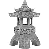 IMIKEYA Japanische Steinlaterne Gartendeko Pagode Solar Japanische Gartenlaterne Statue H 26 cm...