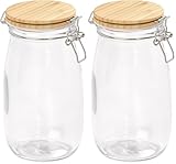 Tala Bambusdeckel Vorratsglas 1200ml, Robuster Clip-Verschluss, Langlebiger Deckel mit luftdichter...