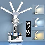 4 Köpfiges LED Schreibtischlampe Kinder mit Ventilator,Dimmbare Schreibtischlicht Touch Control...