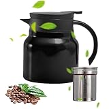 DASIAUTOEM Kaffeekanne Thermo, 1L Lsolierkaffeekanne, 1000ml Thermoskanne mit Siebeinsatz Edelstahl,...