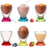PLATINUX Eierbecher Set bunt aus Glas (6-Teilig) Eierständer Frühstück Egg-Cup Eierhalter Brunch