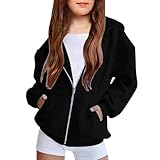 BlzzWo Sweatjacke Mädchen Zip Up Hoodie Oversize Jacke Langarm Kapuzenpullover mit Reißverschluss...