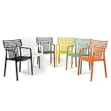 Floordirekt Gartenstuhl Sitwell mit Armlehnen – stapelbarer Designstuhl, anthrazit, wetterfest &...