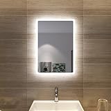 SONNI Badspiegel mit Beleuchtung 60x40 cm LED Badspiegel Wandschalter Badezimmerspiegel Wandspiegel...