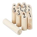Relaxdays Kubb Wikingerspiel, skandinavisches Wurfspiel, naturbelassenes Holz, Outdoorspiel...