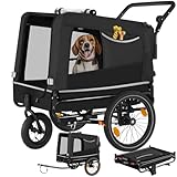 tectake® Fahrradanhänger multifunktional - als Hunde Anhänger Wagen für Fahrrad und e Bike,...