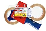 tesa Paketband-Abroller und tesapack Paketbänder im Set - 2 x hochwertiges Packband inklusive 1...