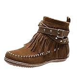 Cowboy Stiefeletten Damen,Frauen Freizeit Knöchel Schuhe Western Cowboy Boots Stiefel mit Fransen...