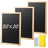 Tenare 3 Stück A4 Kreidetafel mit Holzrahmen zum Beschriften mit 1 Schwamm und 3 Farbige Kreide Set...