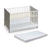 Kinderbett, Babybett mit matratze 70x140 | Hohe Qualität Rausfallschutz Bett | Babybett Mitwachsend...