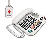 MAXCOM (G-TELWARE®) KXT481SOS 2022er Modell Haus-Notruf-Seniorentelefon mit Funk-SOS-Sender,...