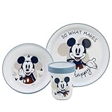 Stor Mickey Mouse 3-teiliges zweifarbiges Premium-Kindergeschirr-Set Teller, Schüssel und Becher,...