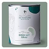 MissPompadour abwaschbare Wandfarbe Grün mit Grau 1L - hohe Deckkraft & Ergiebigkeit - matte,...