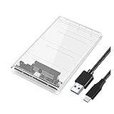 Ecverbyh USB 3.0/Type-C HDD Gehäuse von 2,5 Zoll Festplattengehäuse SSD SATA3 auf USB 3.0...