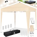 KESSER® Pavillon Faltpavillon 3x3m mit LED Beleuchtung Solar Fernbedienung | Gartenzelt...