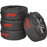 Formula 1 Reifentaschen-Set, Reifenschutzhülle, 4-teilig, wasserabweisend, waschbar, schwarz-rot,...