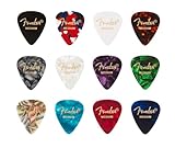 Fender 351 Zelluloid Plektren, Hochwertiges Gitarrenplektren Set in klassischer 351 Form, geeignet...