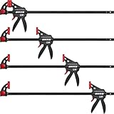 SIIIXS Einhandzwingen Set 4 Stück Schraubzwingen Spanner, Spannweite 609mm, Dehnbereich 796mm,...