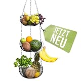 BS Obstkorb hängend – hochwertiger Hängekorb im modernen Stil Aufbewahrung Obst und Gemüse –...