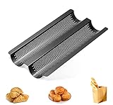 ETiME Baguette Backblech Baguetteform Baguetteblech für 2 Baguettes mit Antihaft Beschichtung für...