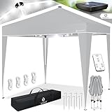 KESSER® Pavillon Faltpavillon 3x3m mit LED Beleuchtung Solar Fernbedienung | Gartenzelt...