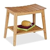 Relaxdays Badhocker mit extra Ablagefläche, Sitzhocker aus Bambus, HxBxT: 45 x 51,5 x 34 cm,...