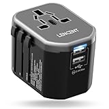 LENCENT Reiseadapter Weltweit, Universal Reisestecker mit 2 USB-A, Internationaler...