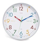 K&L Wall Art Lernuhr Kinder Wanduhr ohne Tickgeräusche modern Kinderuhr Jungen lautlos Mädchenuhr...