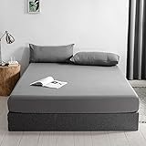 Good Nite Spannbettlaken 140x200cm Grau Polyester Bettlaken 30cm Extra Tiefe Taschenlaken...
