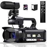 6K 64MP Videokamera Camcorder 18X Digital Zoom Vlogging Camera for YouTube, 4.0' Touch Screen HD...