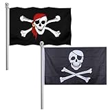Piratenflagge,Piraten Flagge,Schädel Flagge,Fahne mit Totenkopfdesign,Kreuzmesser-Flagge und Jolly...
