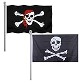 Piratenflagge,Piraten Flagge,Schädel Flagge,Fahne mit Totenkopfdesign,Kreuzmesser-Flagge und Jolly...