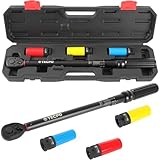 TECPO Drehmomentschlüssel Set 1/2' Zoll 20-200 Nm mit Kraft Schoneinsätze SW 17,19,21mm, Auto &...