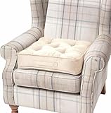 Homescapes Dickes Sitzkissen 50x50 cm Creme, 10 cm hohe Sesselauflage/Sitzerhöhung mit...