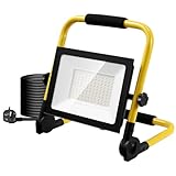 Dibaful 100W LED Baustrahler mit Stecker | Baustellenlampe Scheinwerfer 3500K Warmweiß...