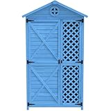 Werkzeugschuppen Gartenhaus aus Holz 90x56x175cm, Outdoor Holz Gartenmöbel Aufbewahrungsschuppen...