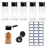 TNSLAND 6 Stück Gewürzdosen, 100ml Transparente Gewürzstreuer Kunststoff, Praktische...