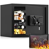 25L Safe Tresor Feuerfest für Zuhause, Klein MöBeltresor mit NotschlüSsel Batteriekasten,...