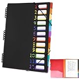 Fächermappe A4, Tragbar Dokumentenmappe A4, PP Kunststoff Ordnungsmappe Pultordner mit Gummizug,...