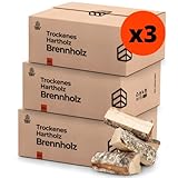 Onlydry Brennholz mit weniger als 18% Feuchtigkeit in 60L (25kg) Karton x 3 - Perfekt für Ofen,...