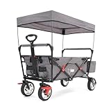 Fuxtec Bollerwagen faltbar FX-CT500 Grau mit Dach - Transportwagen klappbar | inkl. Hecktasche &...