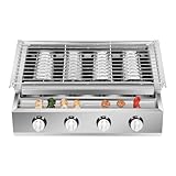 Edelstahl Gasbräter, Professional Gasgrill mit Grillrost, Höhenverstellbar Abnehmbarer BBQ...