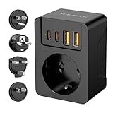 THUNIX Reiseadapter Weltweit Set, Reisestecker Universal mit 4 Abnehmbare Adapter, Internationaler...