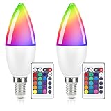 Kowanie RGB LED Lampe Glühbirne E14-2 Stück Farbwechsel Kerzen Lampe 4W LED Leuchtmittel Dimmbar...