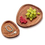 com-four® 2X Tablett-Set aus Akazienholz - quadratische Deko-Bretter - Serviertabletts für...