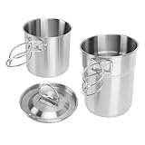 RASTKY Faltbares Camping-Kochgeschirr, Tragbarer Tassentopf aus Edelstahl mit Deckel, Vielseitiges...