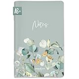 paper&you® Notizheft A6+ dotted 'Minty Leaves' mit 64 Seiten, Notizbuch klein, Mini Bullet Journal...