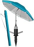 4smile Sonnenschirm Strand SunnyJoy 3-IN-1-SET, Fb. Türkis - Strandschirm Ø 200 cm + Bodenhülse +...